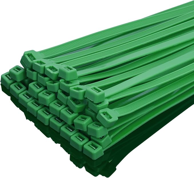 XINGO 16 Inch Green Zip Ties Heavy Duty 100 Pack, 120 LBS Tensile Strength, Premium Nylon Cable Wire Ties, Self-locking Plastic Ties for Indoor and Outdoor Use