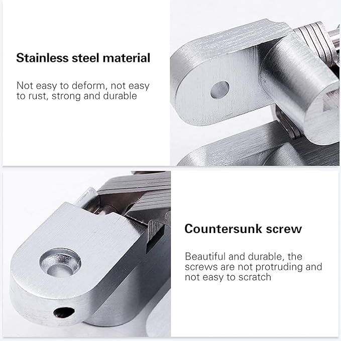 2 Pack 0.98 * 4.65 in Hidden Hinge Invisible Concealed Cross Hinges 180 Degree Folding Door Cross Zinc Alloy Hidden Hinges Swing Invisible Hinge for Cabinet, Cupboard,Wooden Box,with Screws-S5