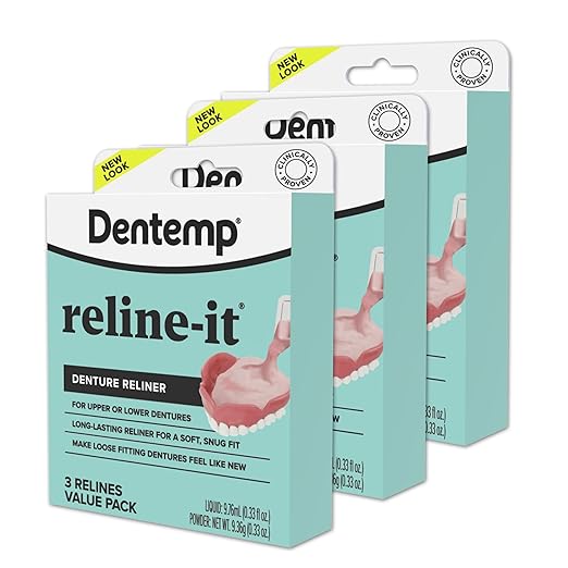 Dentemp Denture Reline Kit Value Pack - Advanced Formula Reline It Denture Reliner - Denture Kit to Refit and Tighten Dentures for Both Upper & Lower Denture (3 Pack (9 Relines))