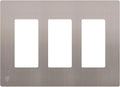 ENERLITES Elite Series Screwless Decorator Wall Plate Child Safe Outlet Cover, Gloss Finish, Size 3-Gang 4.68" H x 6.53" L, Unbreakable Polycarbonate Thermoplastic, SI8833-BNK, Brushed Nickel
