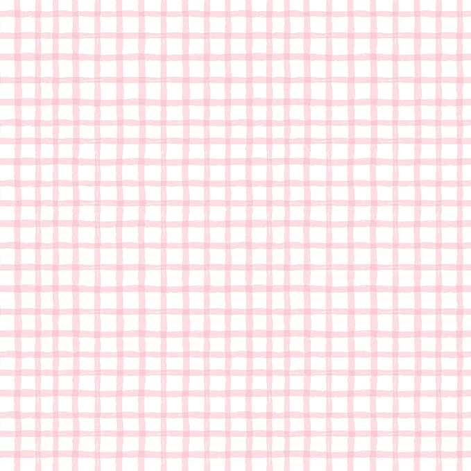 Plaid Wallpaper Peel and Stick, 17.7"x78.7" | Hand-Painted Pink, Self Adhesive, Vinyl, Removable, Boho Checkered Contact Paper for Bedroom, Living Room, Bathroom