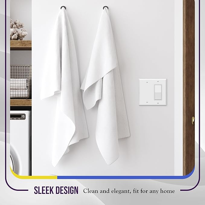 ENERLITES Combination Decorator Rocker/Blank Outlet Wall Plate, Standard Size, 2-Gang 4.50 inch x 4.57 inch Light Switch Cover, Polycarbonate Thermoplastic, UL Listed, 880131-W-2PCS, White (Pack of 2)