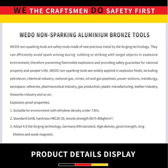 WEDO 6" Groove Joint Pliers,Tongue-and-Groove Pliers,Beryllium Copper,Non-magnetic,Length 150mm,Max jaw opening 25mm,DIN Standard, BAM & FM Certificate