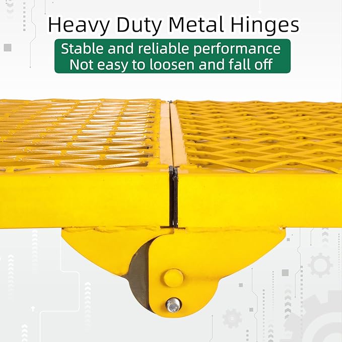 Folding Scaffolding Platform, 71(L) x15.7(W) x51(H)''770 Lbs, Adjustable Steel Industrial Step Ladders, Portable Heavy Duty Work Platform for Construction Sites and Renovations