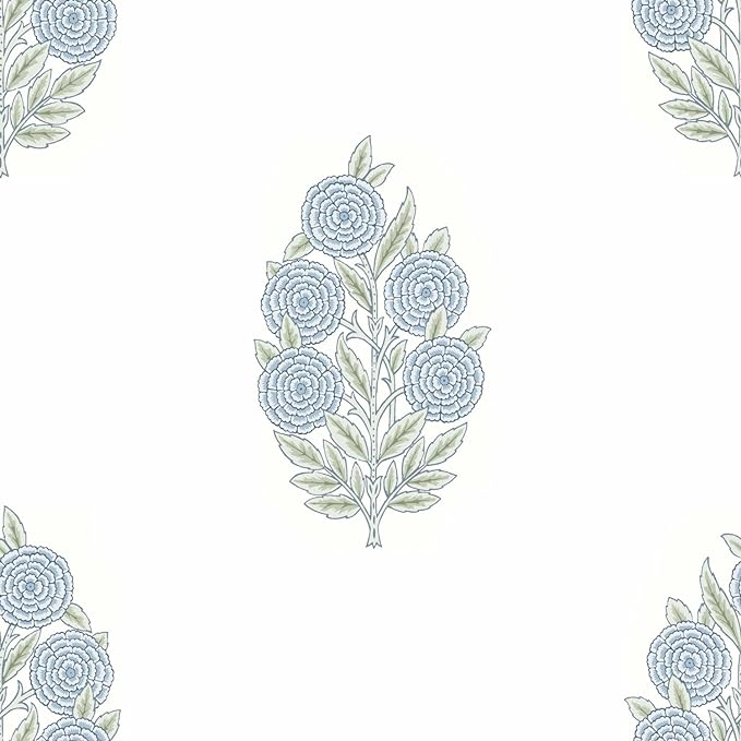 RoomMates Tamara Day RMK12517RL Blue Dutch Floral Peel and Stick Wallpaper