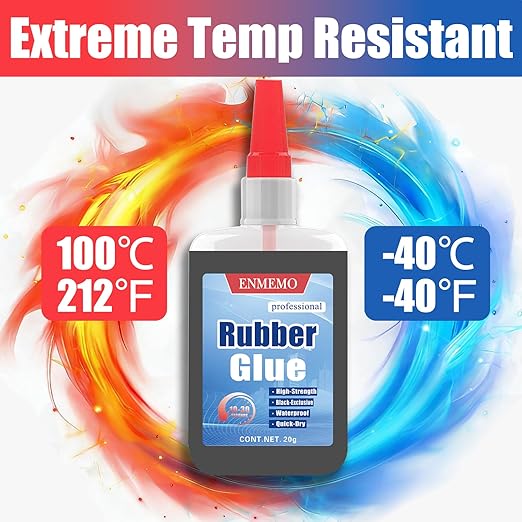 (2-in-1) Black Rubber Glue with Brush Applicator & Nozzle,Instant Glue Bonding Between Rubbers,Rubber and Other Materials,Instant Cement for Tire,Tube, Edge,etc