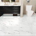 WESTICK White Peel and Stick Floor Tile Bathroom Waterproof Marble Vinyl Floor Tiles Self Adheisve Easy DIY Granite Flooring Tile for Kitchen Bedroom Dining Room 12" x 12" Jazz White
