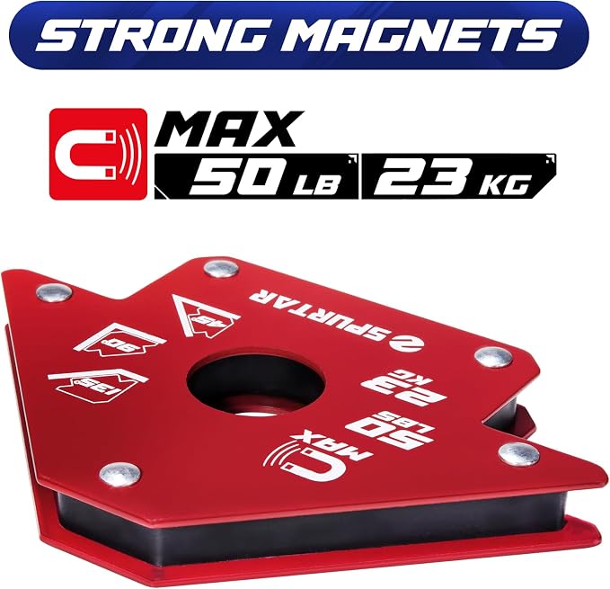 Spurtar Welding Magnets, 50lbs 4Pcs Welding Magnets and Clamps Heavy Duty Magnetic Holder Square 45°, 90°, 135° Degree Angle