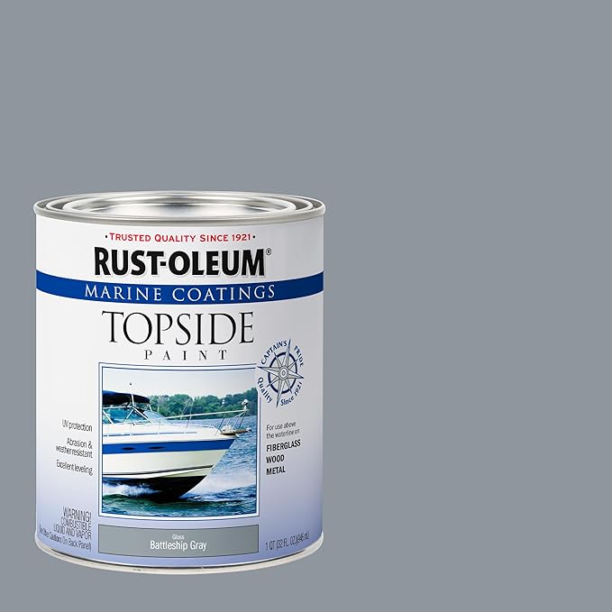 Rust-Oleum 207005-4PK Marine Coatings Topside Paint, Quart, Battleship Gray, 4 Pack