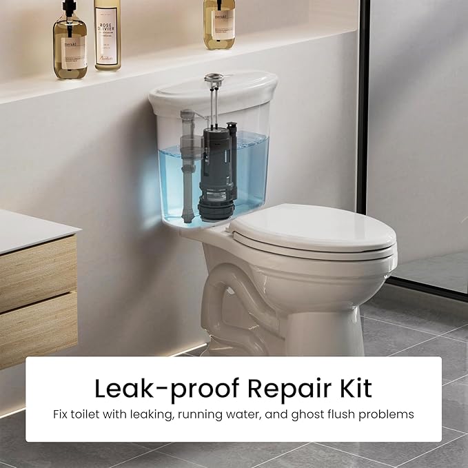 R&T 2-Inch Dual Flush Valve with Top Push Button Toilet Repair Kit Inside Tank dual flush valve replacement kit for 2-piece Toilet A2423