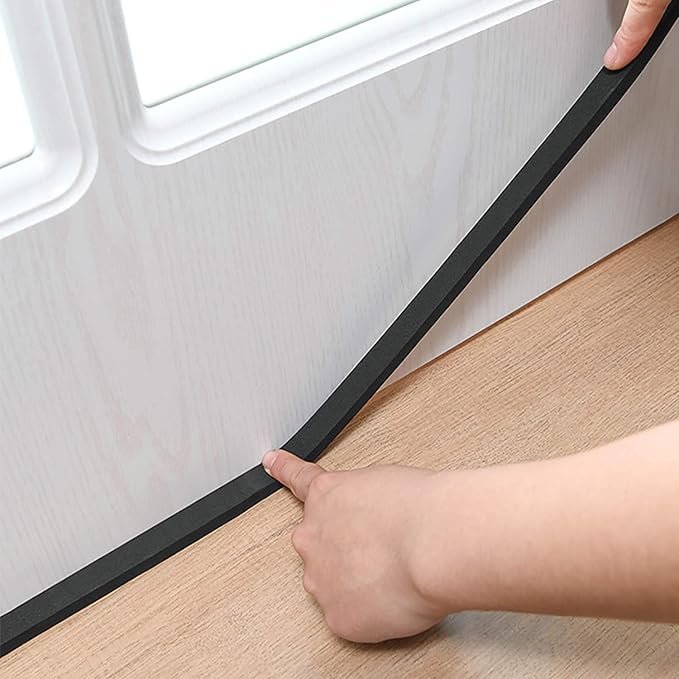 Jucoan 49 Feet Weather Stripping Foam Insulation Tape, 1 Inch Wide x 1/2 Inch Thick Self Adhesive Foam Seal Tape, High Density Door Seal Strip Window