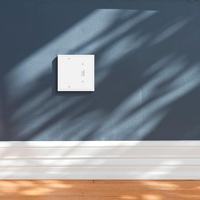 Henne Bery Modern Edge Decorative Wall Plate Switch Plate Outlet Cover, Durable Solid Zinc Alloy (Blank/Toggle, White)