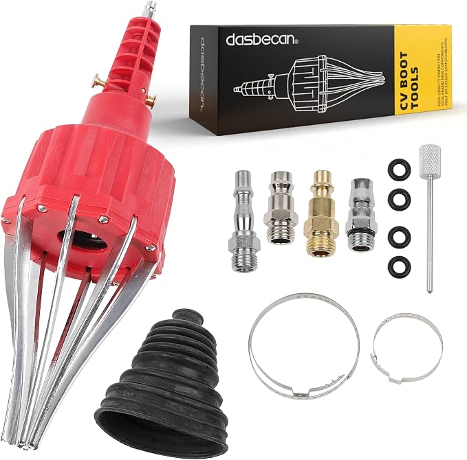 Dasbecan Upgraded Pneumatic CV Boot Expander Tool, CV Boot Installation Kit | Universal CV Boot Spreader for BMW UTV ATV, Basic Kit Includes 1 Boot and 2 Clamps, 4 1/4" NPT Air Hose Nipple