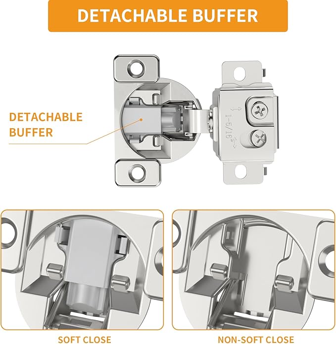 Chibery 30 Pack 1-5/16" Overlay 3D Soft Close Concealed Hinge, Face Frame Door, Small Angle Slow Close, Self Closing Hidden Satin Nickel, 105° Concealed Stainless Steel Hinges for Kitchen Cabinet Door