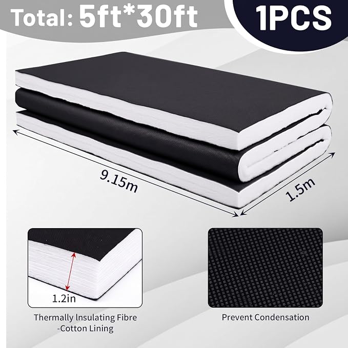 5ft x 30ft Van Insulation, Soundproof Thermal Barrier for Camper Van Conversions for Various Sizes of Rvs and Trucks