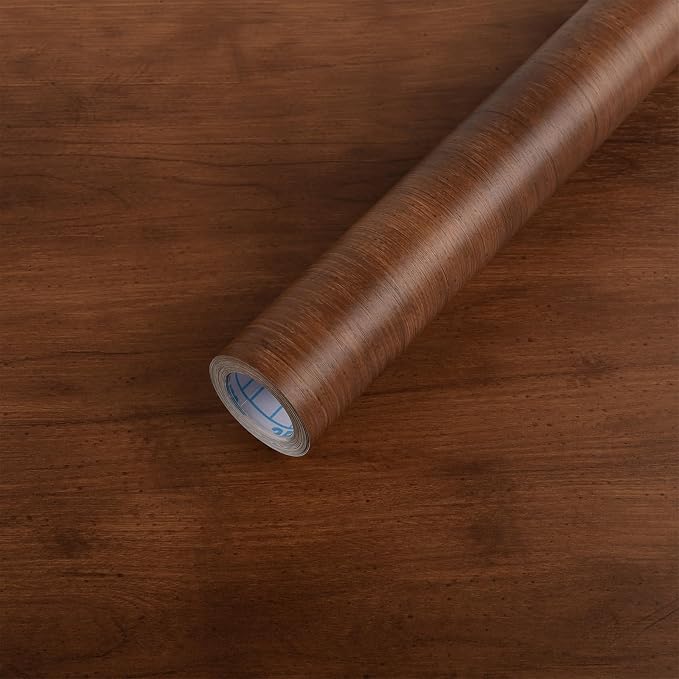 Wood Peel and Stick Wallpaper, Contact Paper for Classroom Home Decor | 11.8"x78.7" Self-Adhesive Medium Walnut Wood Plank Film, Farmhouse Decor for Bulletin Board Desk Cabinet & Home Renovation