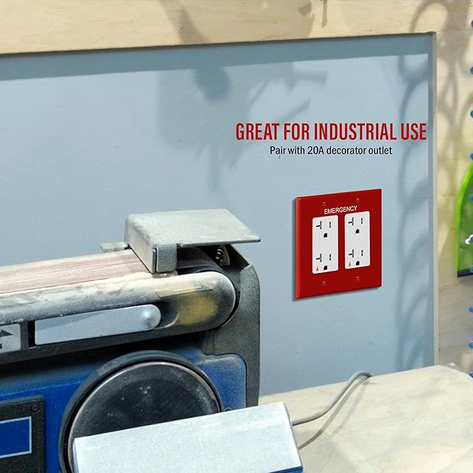 ENERLITES Decorator Light Switch or Receptacle Outlet Wall Plate, Mid-Size 2-Gang 4.88" x 4.92", Polycarbonate Thermoplastic, UL Listed, 8832M-R, Red