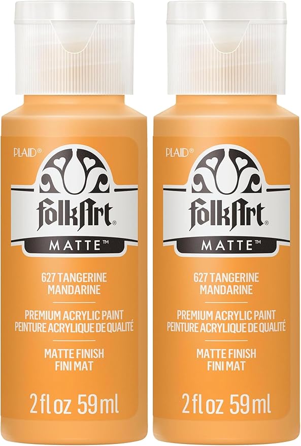 FolkArt Acrylic Paint in Assorted Colors (2 oz), 627, Tangerine (Pack of 2)