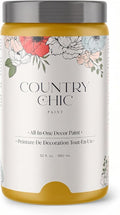 Country Chic All-in-One Chalk Paint for Furniture, Cabinets, Home Decor, Eco-Friendly, Matte Finish, Built-In Primer & Top Coat for Wood, Metal - Fresh Mustard (Mustard Yellow) - Quart 32 oz (950 ml)