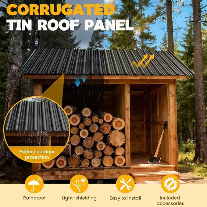 20 pcs Metal Roofing Panels - Corrugated Galvanized Roof Panels L41.34x W17.72 Inch, Waterproof Tin Roof Sheets for Garages,Sheds, Stables and Mobile Homes, Includes Screws(Grey,L41.34''-20)