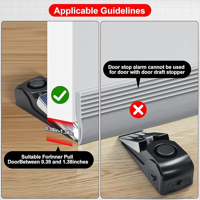 Portable Door Lock & Door Stop Alarm Set, Dual Protection for Privacy and Safety in Home Door Lock Kit, Door Alarm with 120dB Siren for Travel, Hotel, Apartment, College, Home