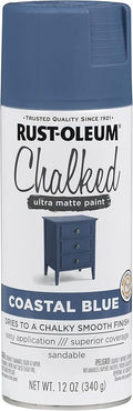 Rust-Oleum Coastal Blue Chalked All-in-One Ultra Matte Spray Paint | One Coat Coverage | No Primer, Sanding, Or Topcoat Needed | Easy Spray Application | Made in USA | 12 OZ