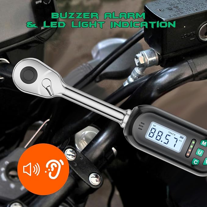 1/2 Inch Drive Digital TorqueWrench, 5.02-99.57Ft.lb/6.8-135N.m, Electronic Torque Wrench with Preset Value, Buzzer & LED Indicator, ±2% Accuracy Torque Wrench for Bike, Motorcycles