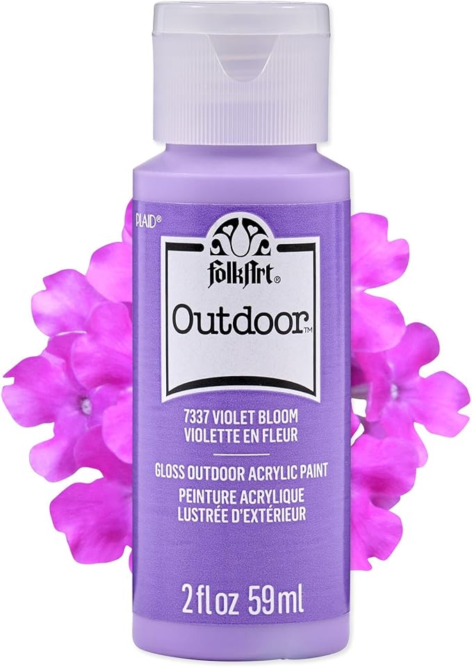 FolkArt Outdoor Acrylic Craft Paint, Gloss Finish, Violet Bloom, 2 fl oz