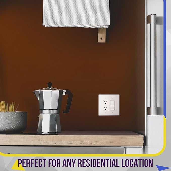 ENERLITES Double Decorator Switch Cover, Two Outlet Wall Plate, Oversized 2-Gang 5.50" x 5.50", Unbreakable Polycarbonate Thermoplastic, UL Listed, 8832O-W, White