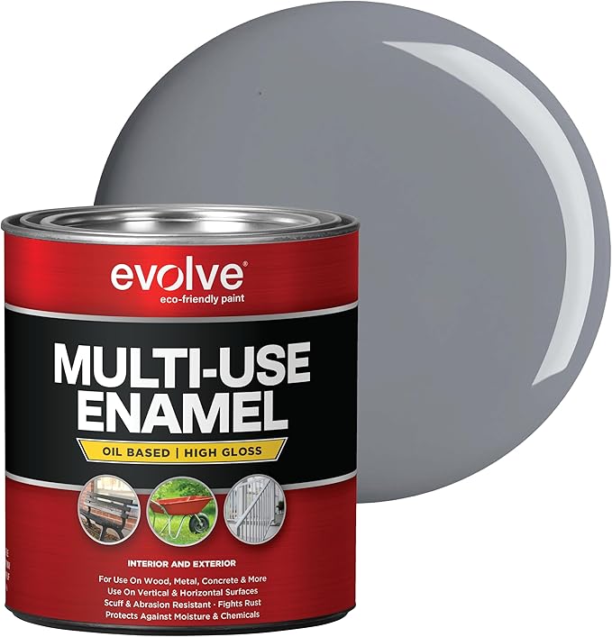 EVOLVE Alkyd Enamel Primer (Gray), 1 Quart – Interior Exterior Oil-Based Primer for Wood, Metal, Concrete, & Masonry