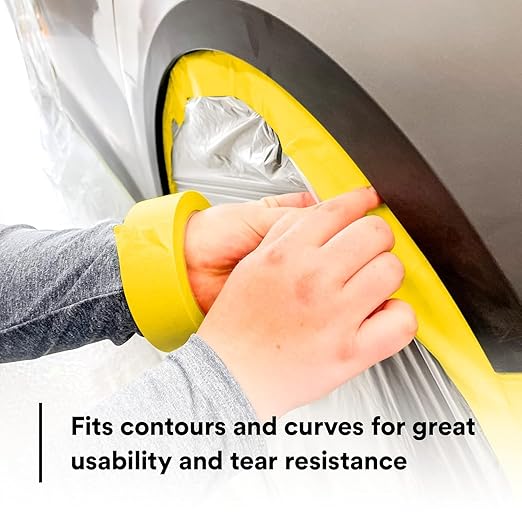 3M Automotive Refinish Masking Tape, 36 mm x 55 m, High-Temperature Resistant – 4-Pack for Clean Paint Lines
