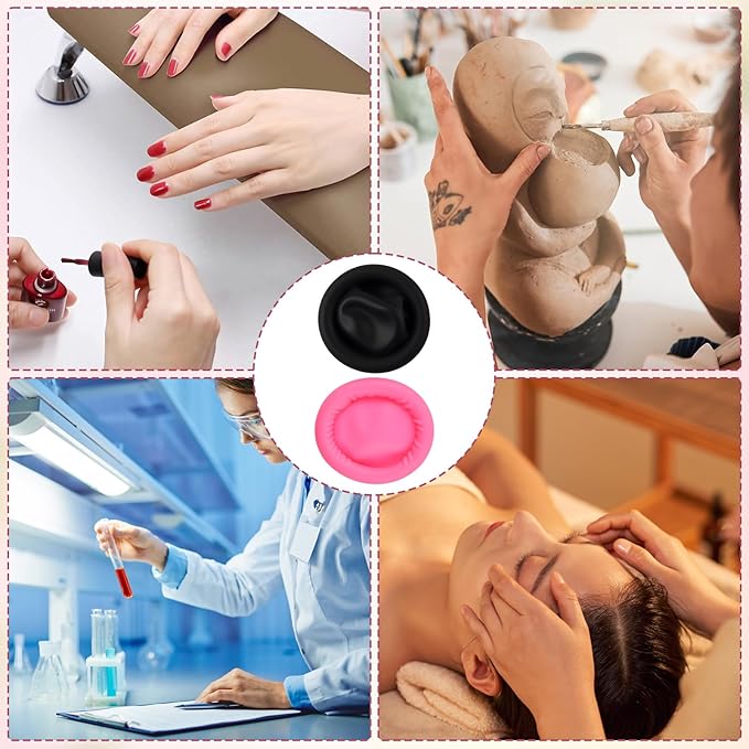 200Pcs Pink & Black Finger Cots, Medium Finger Gloves Disposable,Non-Allergenic Silicone Fingertips Finger Cot Protectors for Electronic Repair, Handmade, Industrial Apply and More