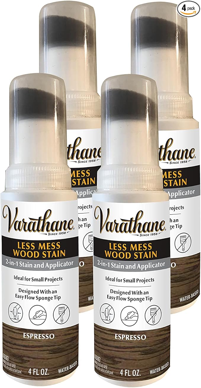 Varathane 368032-4PK Less Mess Wood Stain and Applicator, 4 oz, Espresso, 4 Pack