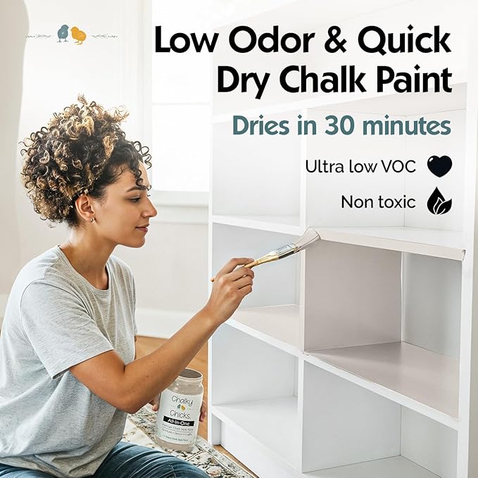 Chalky Chicks Chalk Paint - Chalk Paint for Furniture, Craft Paint, Cabinet Paint, Wood Paint, and Furniture Paint, Spray Paint-Ready for Home Decor - Wolf Gray (Gray/Beige) 8 Fl Oz (Pack of 1)