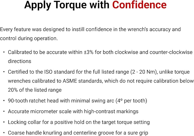 TEKTON 1/4 Inch Drive 90-Tooth Dual-Direction Micrometer Torque Wrench (2-20 Nm) | TRQ50502