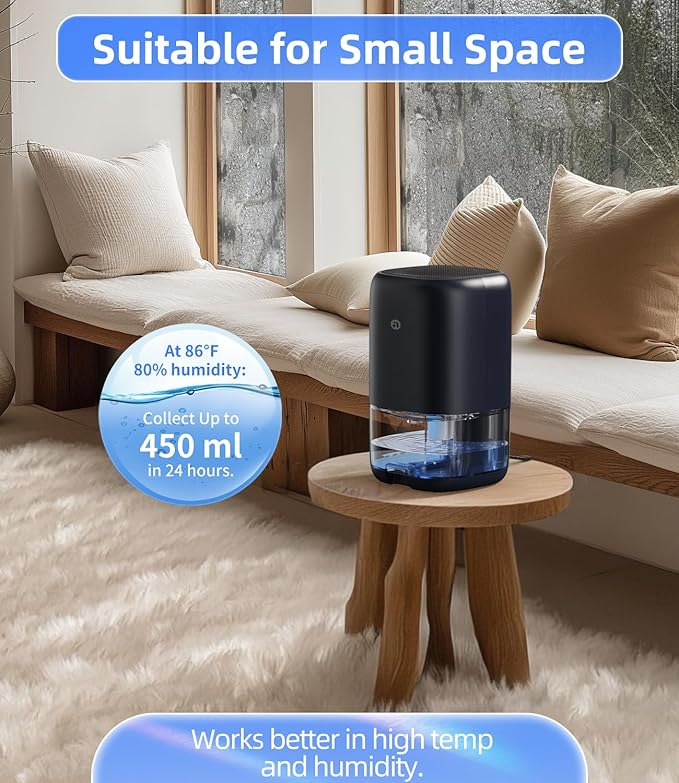 Dehumidifier, 35 OZ Small Dehumidifiers for Bedroom for Home, Quiet with Auto Shut Off, Dehumidifiers for Bedroom (280 sq. ft), Bathroom, RV, Closet, Blue
