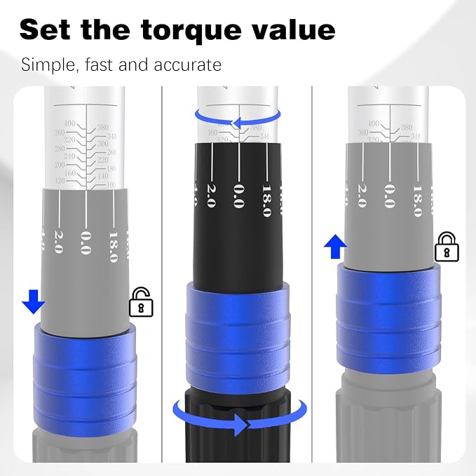 SuZhi 3/4'' inch drive 100-400 ft lb/136-542N.M Torque Wrench/Aluminum Alloy handle & Cr-Mo Material Head, Heavy Duty, Professional,Dual Direction, Store in Solid Case