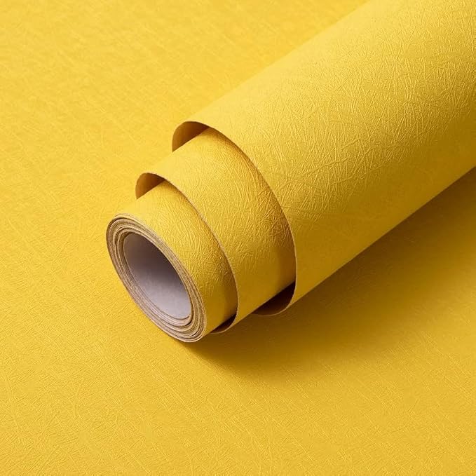 Yellow Peel and Stick Self Adhesive Wallpaper Countertop Contact Paper | Removable Embossed Silk Waterproof Bathroom Wallpaper 15.7" X 393.7" Kitchen Vinyl Wrap for Cabinet Shelf Liner Paper