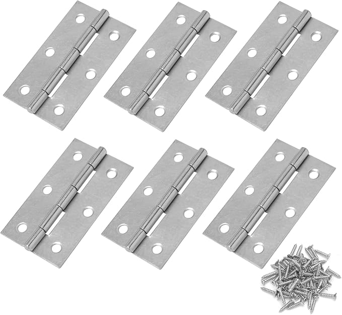 Murtenze 6 Pack 2.5 Inch Door Hinge Cabinet Hinge,Silver Butt Hinges Ball Bearing Window Hinge Outdoor Hinges with Mounting Screws