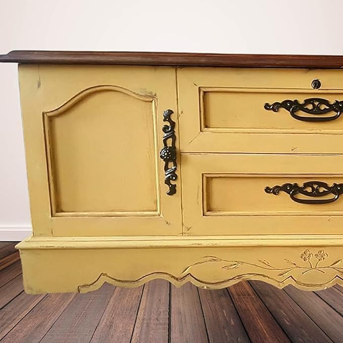 Chalky Chicks All-in-One Chalk Paint for Furniture or Cabinet - 4 Fl Oz - Matte Finish Tuscany (Yellow) for Metal, Wood Furniture Paint - No Sanding All-in-One for Home Decor & Crafts, USA Made