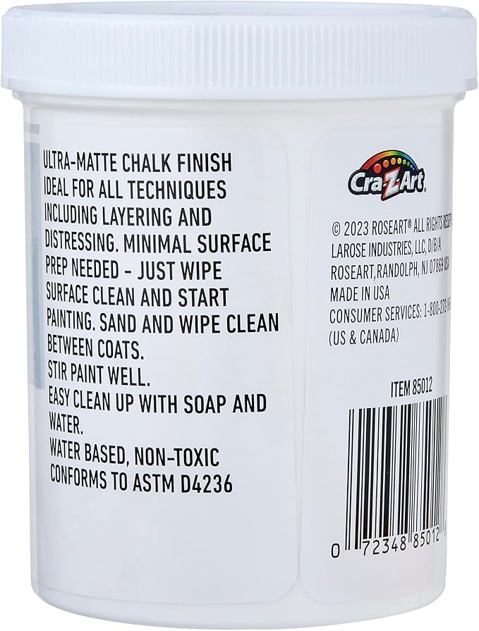 Charming Chalk All-In-One Furniture & Décor Paint - 8oz Cottage White, Ultra Matte Chalk Finish Paint, Ideal For All Techniques Including Distressing, No Prep Needed, Made In USA
