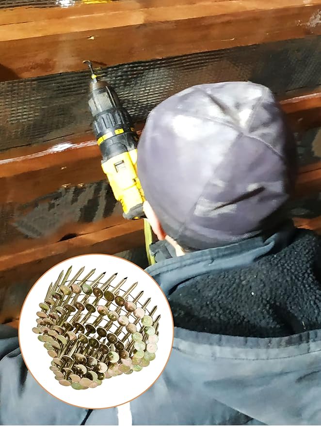 3600 Count Coil Roofing Nails 1in 1-1/4in 15 Degree Coil Roofing Nails Galvanized Stainless Steel Siding Nails with Smooth Ring Shank for Roof Lathing Sheathing Material(1-1/4 -inch x .120 Inch)