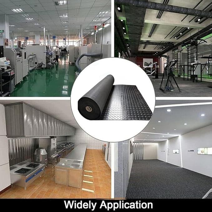 3mm Diamond-Plate Rubber Flooring Roll - Easy to Cut Waterproof Anti-Slip Mat, Heavy Duty Floor Protection for Garage, Gym, Stable, Basement, Kennel, 4' x 8'