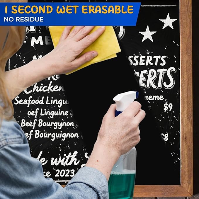 SFAIH Liquid Chalk Markers for Blackboard - White 8 Pack 6mm Reversible Tip, Wet Erase Chalk Marker for Chalkboard, Menu, Bistro, Signs, Windows, Glass, Labels, [1s Wet Wipe] - No Residue