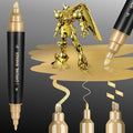 1PK Dual Tip Permanent Mirror Chrome Gold Marker – Metallic Gold Paint Pen for Metal, Plastic, Fabric, Jewelry, Model Painting, Touch-Up & Repair Kit, 2 Tips (0.7mm & 3mm Reversible Tip)
