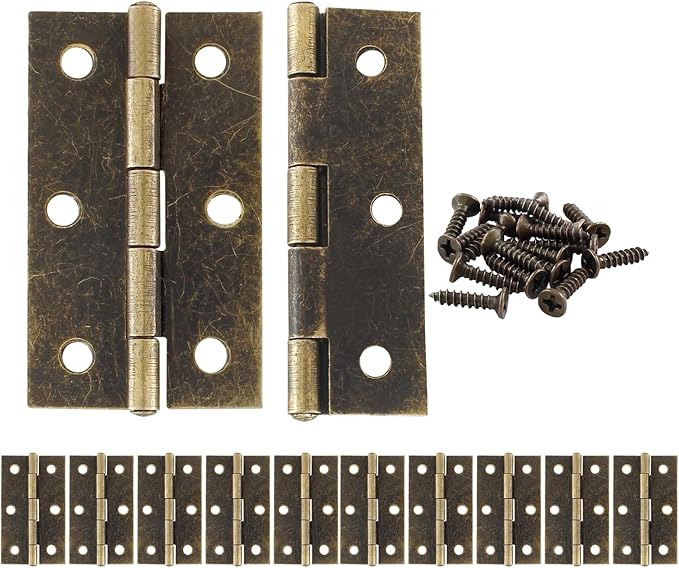 Murtenze 12 Pack 2.5 Inch Cabinet Hinge, Antique Bronze Butt Hinges with Mounting Screws