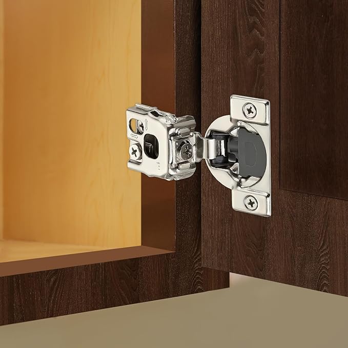 30 Pack (15 Pairs) 1" Overlay Soft Close Cabinet Hinges, Satin Nickel Stainless Steel Concealed Hinges with 3D Self-Closing for Face Frame Doors & Kitchens