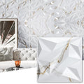 33 Pack 3D Wall Panel Diamond for Interior Wall Décor, PVC Textured Wall Panels, 12''x12'' Cover 32.Sq.Ft. Gold Veined White | PVC Accent Wall Panels for Interior Wall Decor, Living Room Lobby Bedroom Hotel Office