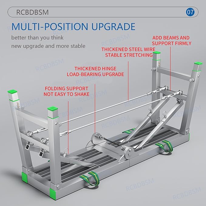 Adjustable Work Platform with 400 kg Duty Rating, Portable Multipurpose Folding Scaffolding Work Platform Scaffold Tower Ladder Stool Ben Adjustable Height, Carbon Steel Structure,140cm/4.5f