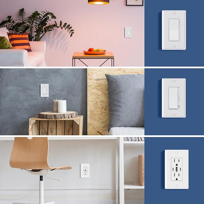 AIDA 1-Gang Standard Light Switch Cover Plate, Decorative Outlet Covers, Glossy White, 50-Pack Unbreakable Polycarbonate Wall Plates for Decorator Device, UL Listed, 4.5" H x 2.75" L